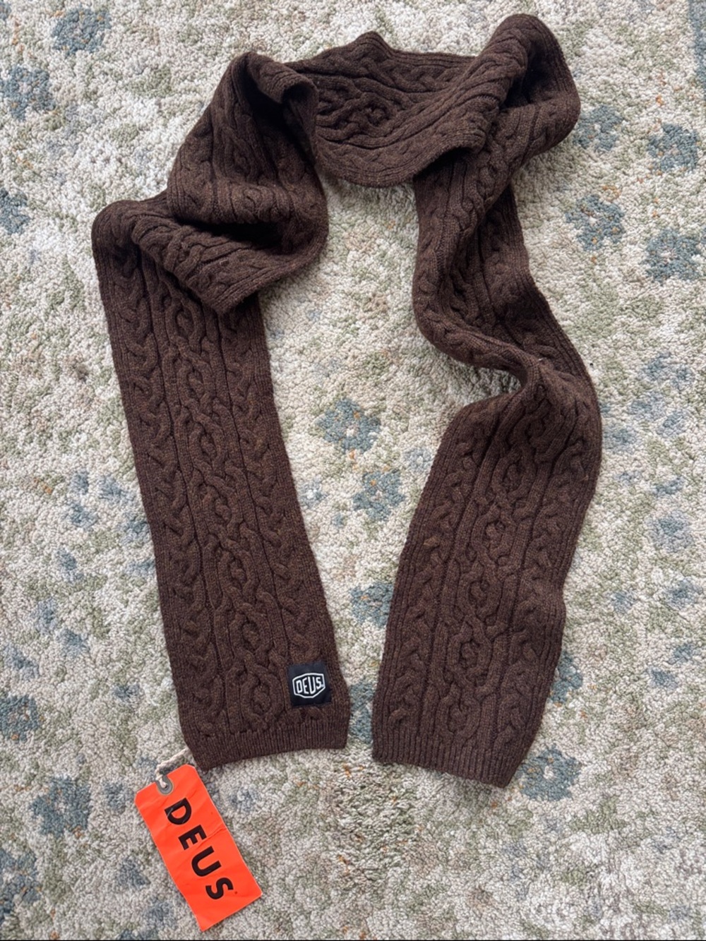 Deus Ex Machina Brown Cable Knit Scarf